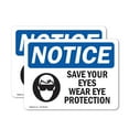 thumbnail image 1 of (2 Pack) Save Your Eyes Wear Eye Protection OSHA Notice Sign 7 Inch X 5 Inch Vinyl Label Decal Sticker Weather Resistant, UV Protected for Workplace, Business, and Construction Site,, 1 of 7