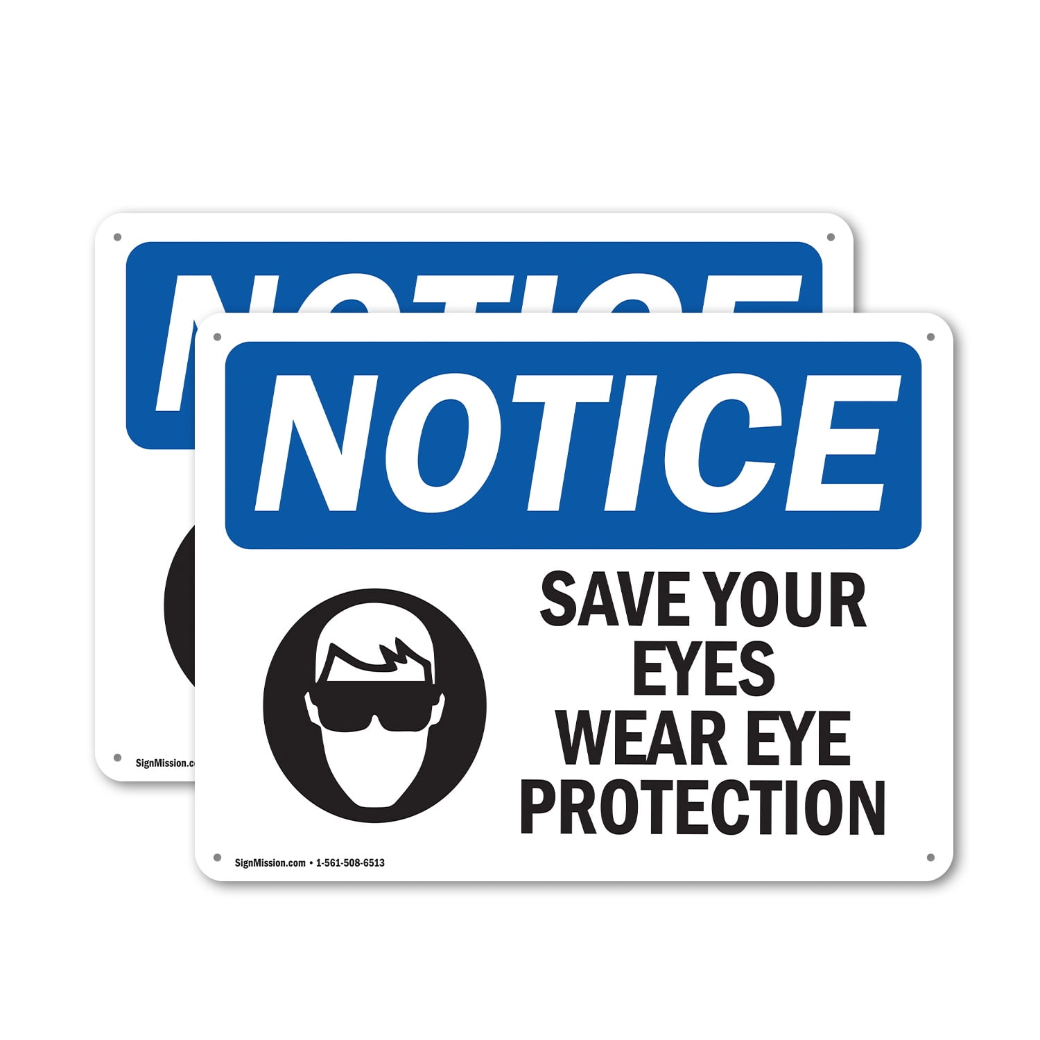 (2 Pack) Save Your Eyes Wear Eye Protection OSHA Notice Sign 18 Inch X