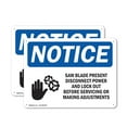 thumbnail image 1 of (2 Pack) Saw Blade Present Disconnect OSHA Notice Sign 10 Inch X 7 Inch Indoor / Outdoor Rust-Free Aluminum Metal Signs for Workplace, Workshop, and Construction Site, Made in the USA, 1 of 8