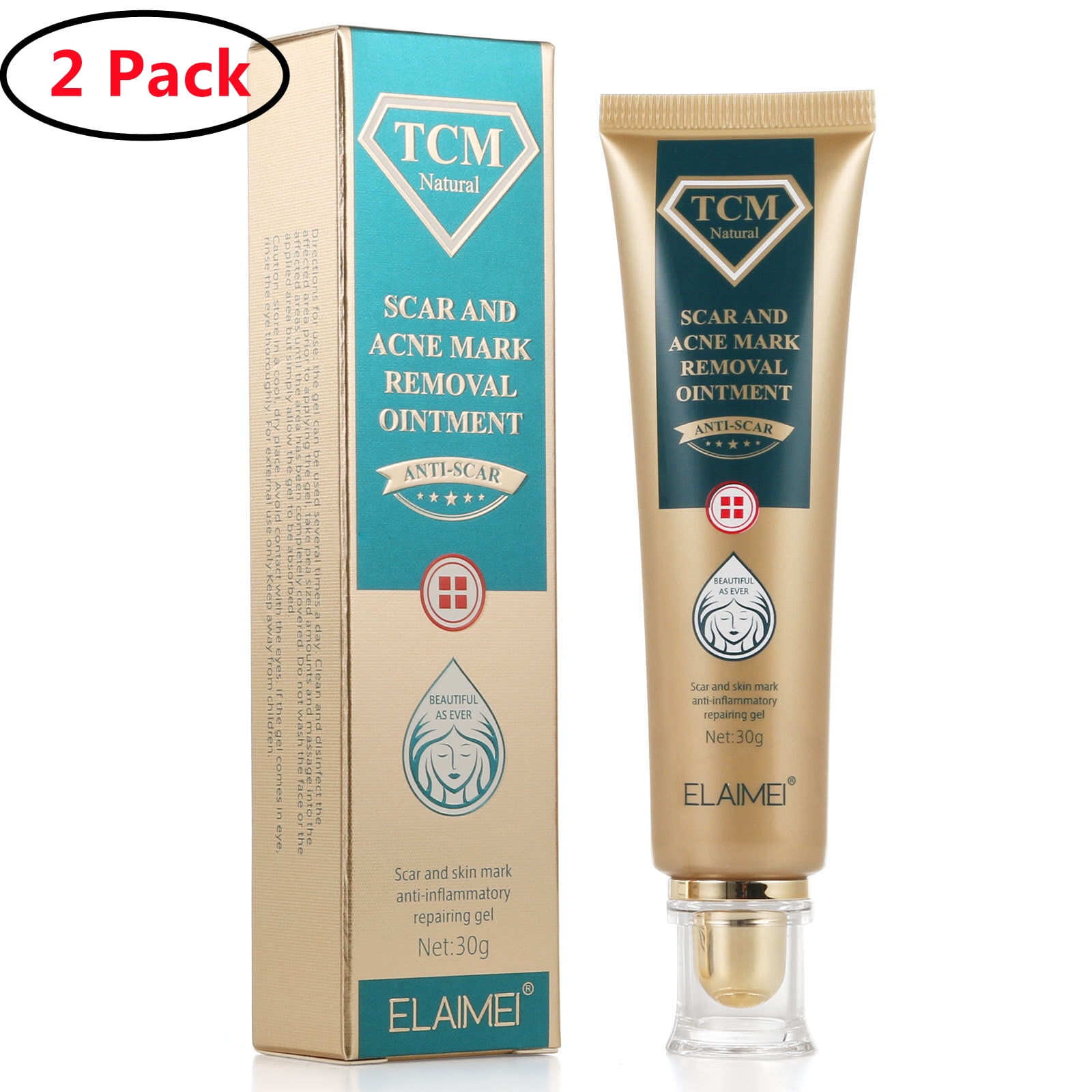 2 Pack Scar Cream 30g Scar Gel for Surgical Scars/CSection/Stretch Marks/Injury/Acne/Keloids