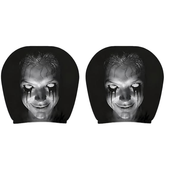 2 Pack Scary Face Car Headrest Cover, Scary Headrest Covers for Cars, Universal Elastic Models Headrest Protector, Novelty Halloween Vehicle Interior Decor Accessory