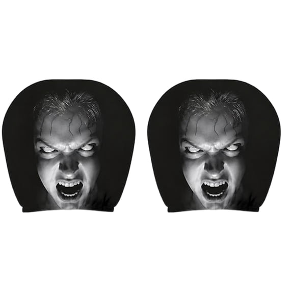 2 Pack Scary Face Car Headrest Cover, Scary Headrest Covers for Cars, Universal Elastic Models Headrest Protector, Novelty Halloween Vehicle Interior Decor Accessory