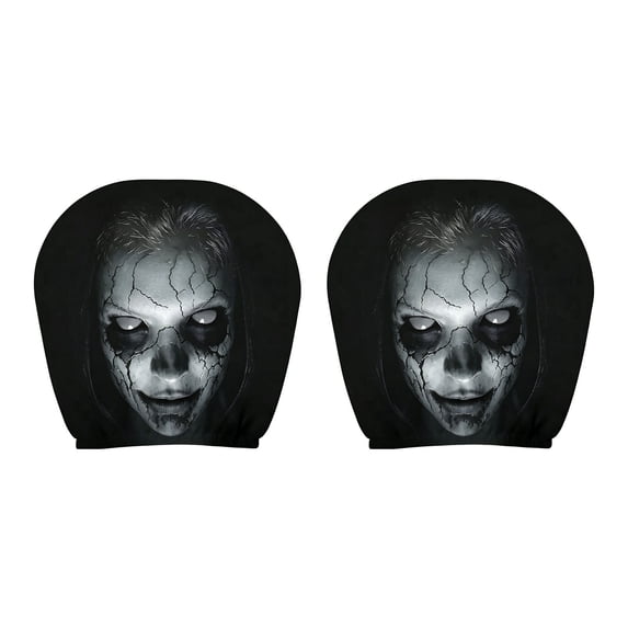 2-Pack Scary Face Car Headrest Covers Glowing Eye Elastic Seat Protectors Universal Fit for SUV Truck Auto Interior