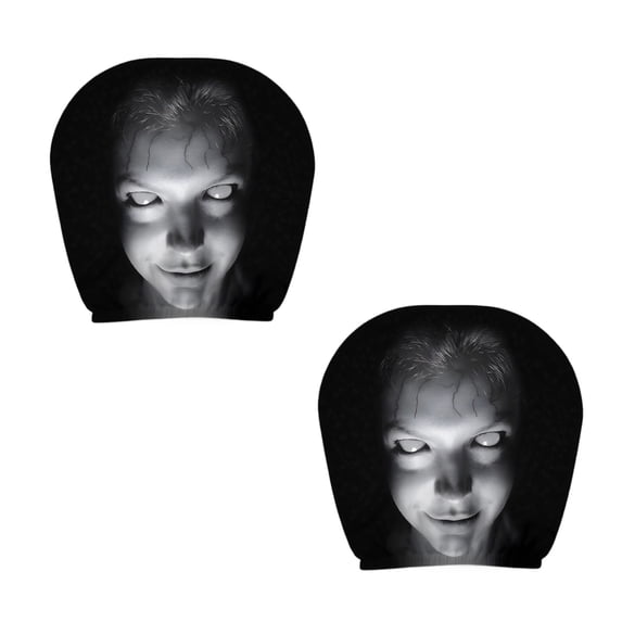 2 Pack Scary Face Car Headrest Covers, Stretch Elastic Funny Ghost Face Printed Head Rest Protector, Spooky Masque Design Auto Seat Headrest Cover for Car Truck SUV