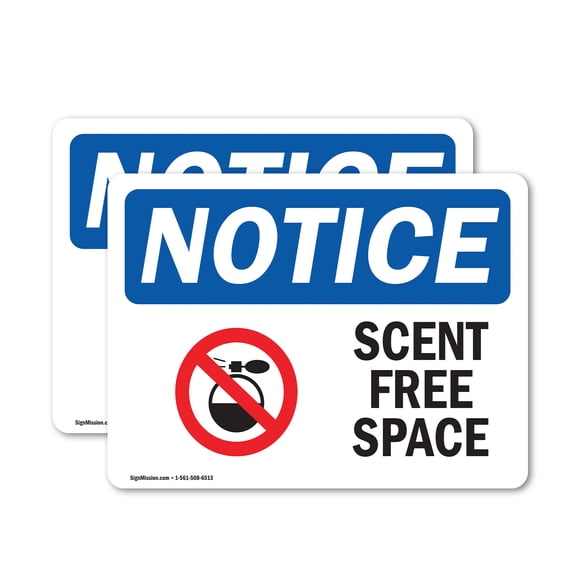 (2 Pack) Scent Free Space Sign With Symbol OSHA Notice Sign 5 Inch X 3.5 Inch Vinyl Label Decal Sticker Weather Resistant, UV Protected for Workplace, Business, and Construction Site,