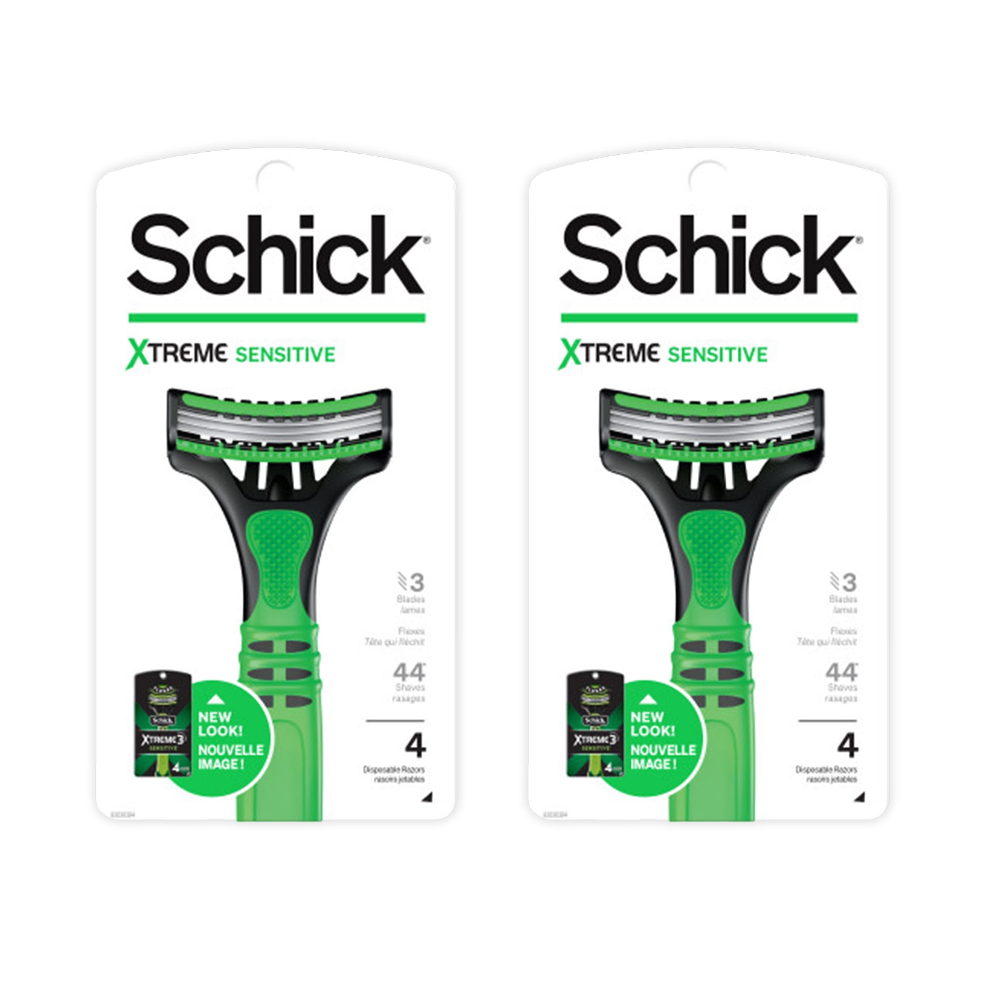 Schick Razor Energizer 2 Pack - Schick Xtreme 3 Senstive Skin Disposable Razors for Men, 4 ea ...