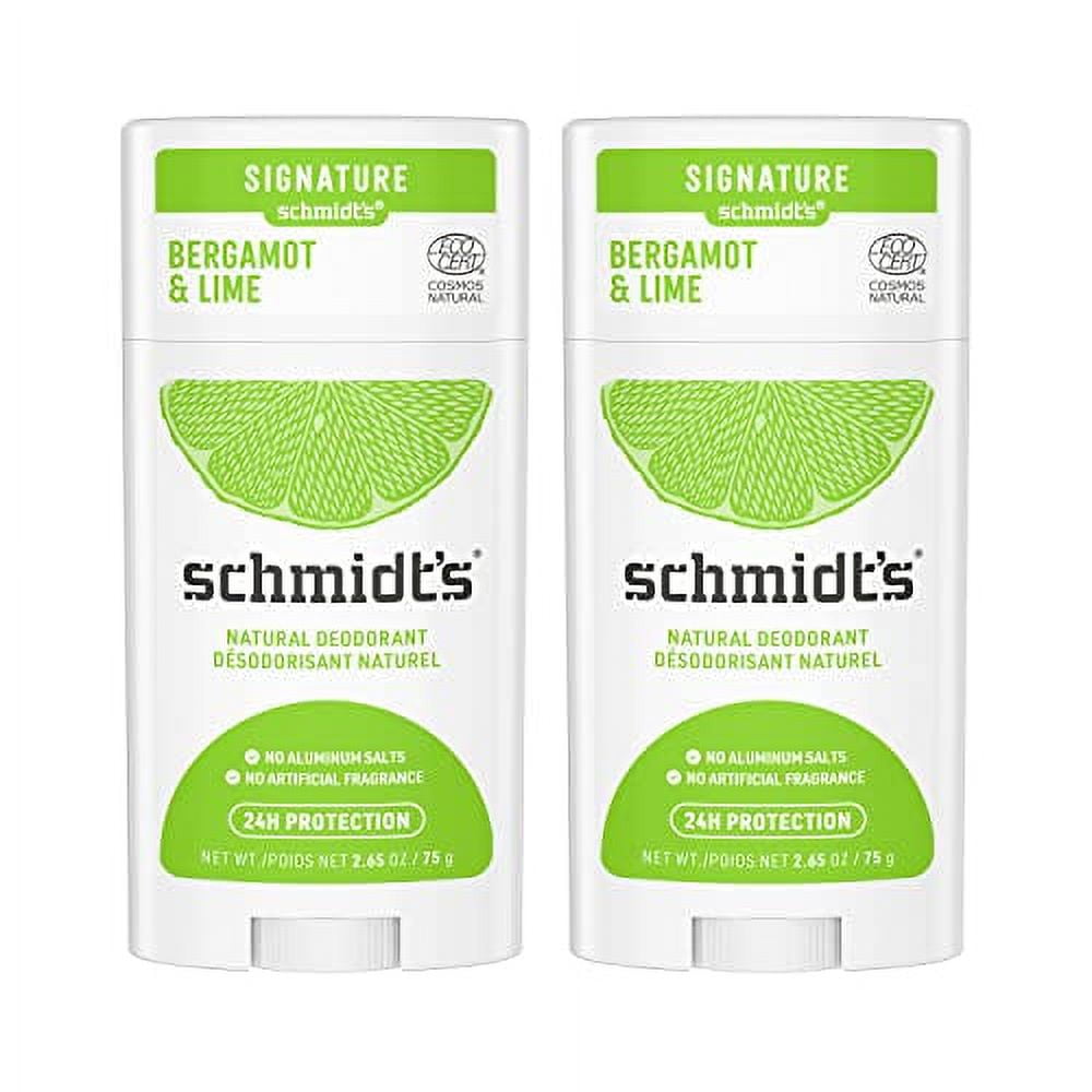 (2 Pack)Schmidt's Aluminum Free Natural Deodorant Bergamot & Lime, 2.65 oz