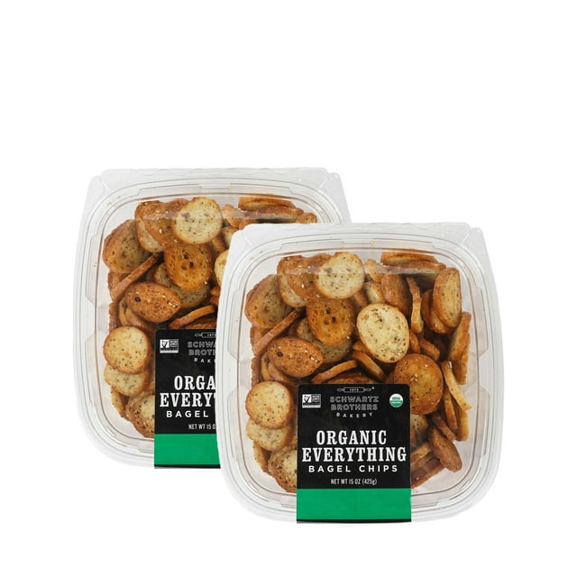 2 Pack Schwartz Brothers Bakery Organic Everything Bagel Chips, 15 oz