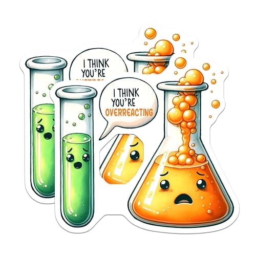 (2 Pack) Science Humor Magnets - Funny Overreaction Laboratory Decor - Cute Chemistry Fridge Accessories - 5" On Longest Side - for Cars, Fridges, Toolboxes - Made in USA - MAG8014
