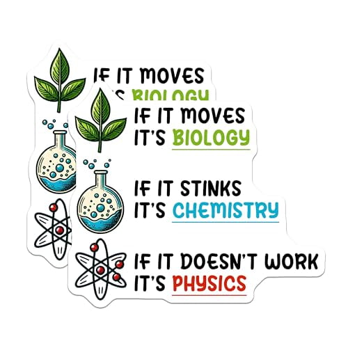 (2 Pack) Science Lover Magnets - Funny Science Quote - Biology Chemistry Physics Decal - 5" On Longest Side - for Cars, Fridges, Toolboxes - Made in USA - MAG8020