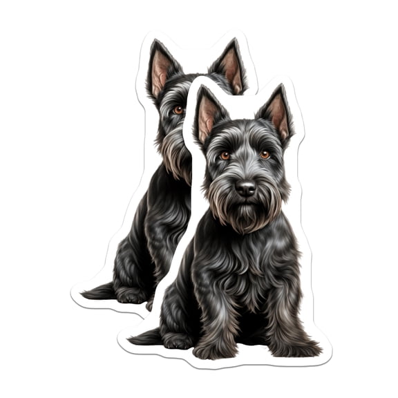 (2 Pack) Scottish Terrier Stickers - Black Scottie Dog Decals - Pet Lover Art - Dog Breed Owner Accessory - 5" On Longest Side - Sticks to Smooth Flat Surfaces - Made in USA - BMCS29053