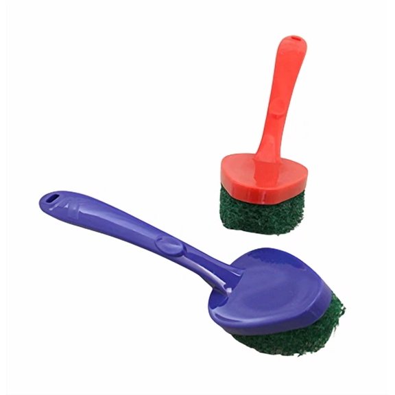 2-Pack Scouring Pad With Handle, Non-Scratch Scrubber For Kitchen & Bathroom New
