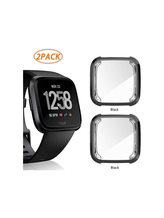 2 Pack Screen Protector Case for Fitbit Versa Soft TPU Slim Fit Full Cover Screen Protector Case for Fitbit Versa Smartwatch Bands Accessories
