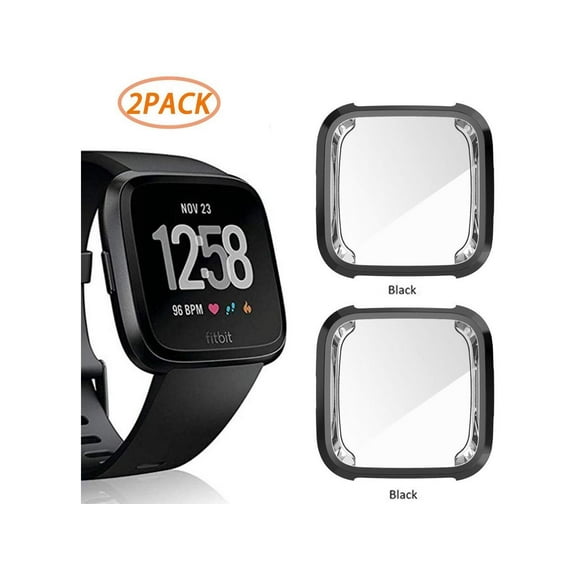 2 Pack Screen Protector Case for Fitbit Versa Soft TPU Slim Fit Full Cover Screen Protector Case for Fitbit Versa Smartwatch Bands Accessories