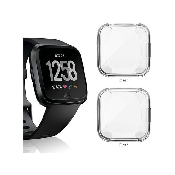 2 Pack Screen Protector Case for Fitbit Versa Soft TPU Slim Fit Full Cover Screen Protector Case for Fitbit Versa Smartwatch Bands Accessories
