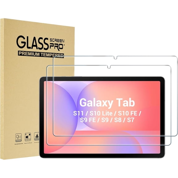 2 Pack Screen Protector for Tablet Galaxy Tab S11 / S10 Lite/ S10 FE / S9 FE / S9 / S8 / S7 (11" & 10.9"), HD Tempered Glass Film Guard Compatible with S Pen, Case Friendly