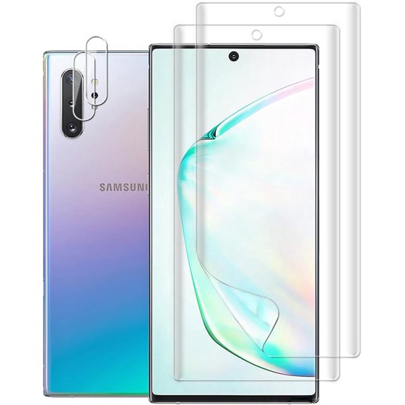 2 Pack Screen Protector for Samsung Galaxy Note 10 Plus 5G / 4G (6.8 inches) (Not Glass), Flexible Soft TPU Film with Camera Lens Protector