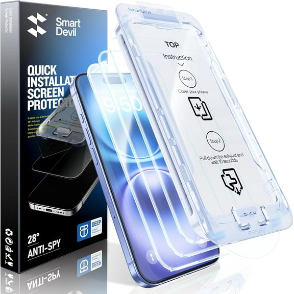 2 Pack Screen Protector for iPhone 16 (6.1 Inch) Tempered Glass, HD Clear Film, Easy Installation, Dust-Free & Bubble-Free