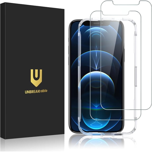 2-Pack Screen Protector for iPhone 12 / iPhone 12 Pro, Double Shatterproof Tempered Glass [Easy Installation] [9H Hardness] [99.99% HD Clear] [Case Friendly] for iPhone 6.1 inch | Shatterproof