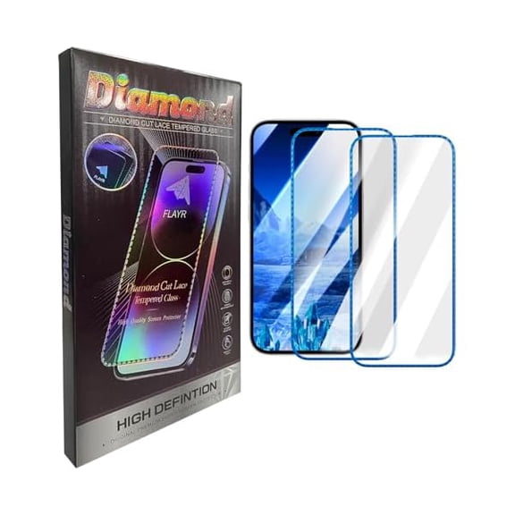 2 Pack Screen Protector for iPhone 16 Pro [6.3 inch],Diamond Glitter Bling Tempered Glass Film,[9H Hardness] Military Grade Shatterproof,HD Clear,Easy Installation,Bubble Free,Blue