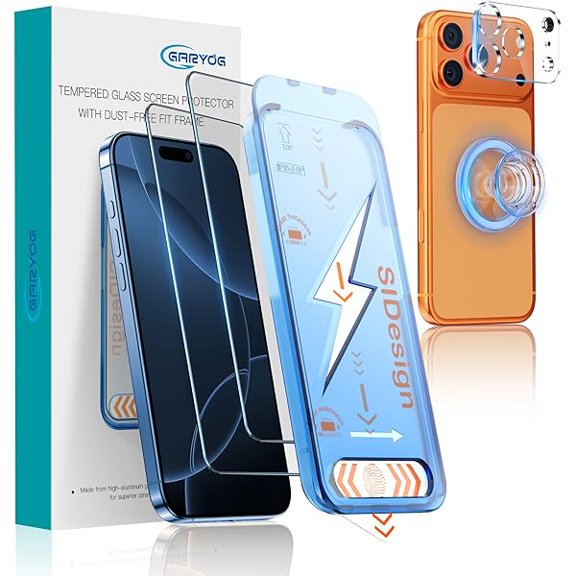 [2-Pack Screen Protector for iPhone 17 Pro with Camera Protector & Magnetic Kickstand - 9H Military-Grade Tempered Glass,Easy Bubble-Free Installation,Ultra HD Clarity,Scratch-Resistant.