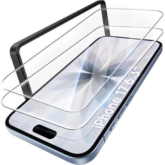2 Pack Screen Protector for iPhone 17 Pro, Military Grade Shatterproof [9H Hardness], Full Coverage Fit HD Tempered Glass Durable Screen Protector for iPhone 17 Pro 6.3"