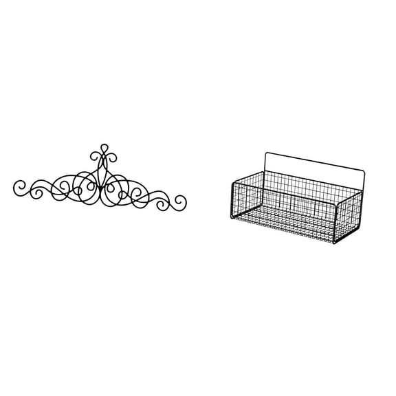 2 Pack Scroll Wall Decor Wire Basket Floating Shelf Rustic Design for Home Office Entryway Decor