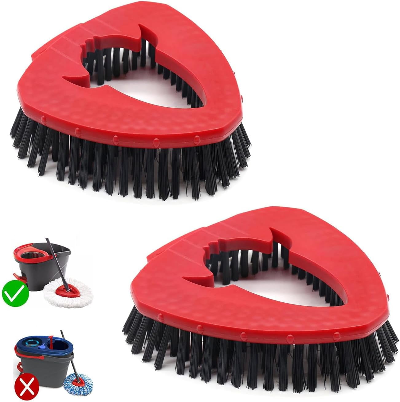 Oceda Spin Mop Scrub Brush - 2 Pack Replacement Heads For Easywring 1 Tank System - Stiff Bristle Cleaning Brush
