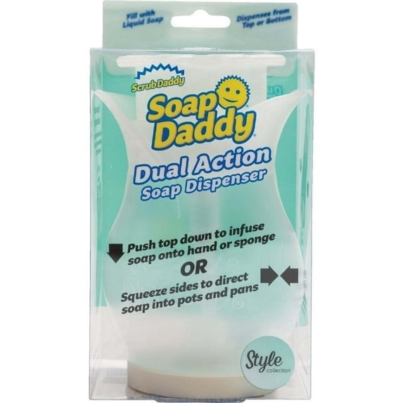 ( 2 Pack ) Scrub Daddy Refillable Dish Washing Liquid Dispenser Soap Daddy, Clear and BPA Free Plastic, Dual Action Pump and Squeeze, 13.25 fl. oz., 1 Count