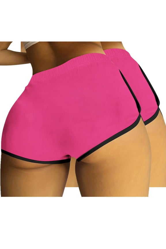 2-Pack Scrunch Booty Dance Shorts for Women Gym Athletic Hot Pants Briefs Butt Lifting Cute Sports Leggings Pink, L