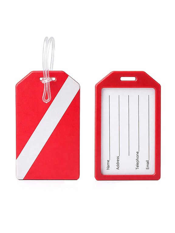 2 Pack - Scuba Flag Diver Down Luggage Tags - Heavy Duty for Suitcases & Dive Gear Bags - Nautical Travel Bag Tag - Durable TSA Approved with Plastic Loop & Contact Display by Speciali