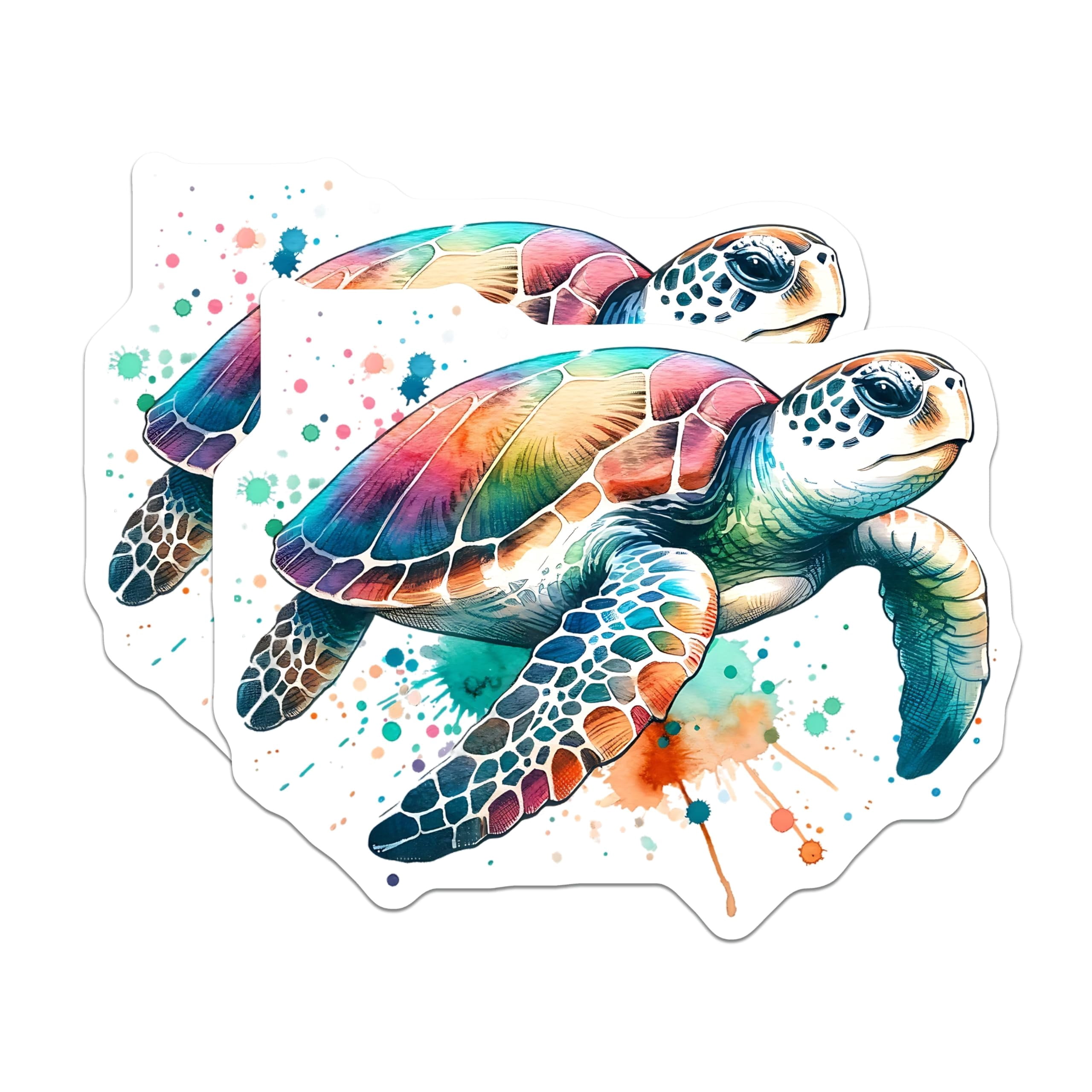 Turtle Races With Magnets (2 Pack) Sea Turtle Magnets - Watercolor Turtle Art - Colorful Fridge ...