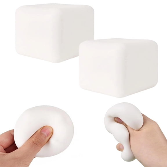 2-Pack Seal Face Tofu Squishy Set, Soft Moldable Flour Dough Squeeze Toys with Slow Rising Texture, Silky Stress Relief Balls, Adorable Fidget Toys for Home & Office