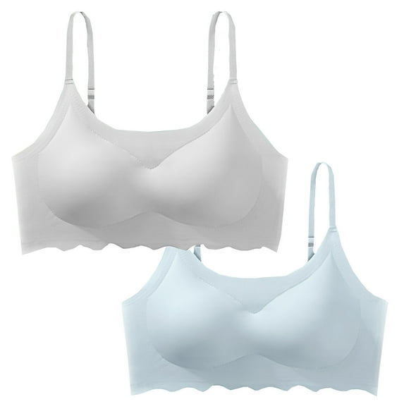 2 Pack Seamless Everyday Bras for Women Cozy Breathable No Underwire Sports Bra Casual Ice Silk Bralettes Summer Yoga Camisole