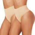 thumbnail image 1 of 2 Pack Seamless Thong Shapewear for Women Tummy Control Body Shaper Panties High Waist Shaping Underwear, Nude-XL/2XL, 1 of 8