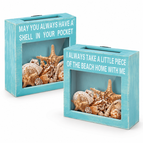 2 Pack Seashell Holder Sea Shell Display Box Blue Always