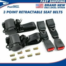 2 Pack Seat Belt, 3 Point Retractable Seat Belt, Adjustable Car Seat Belt Lap Shoulder, Black