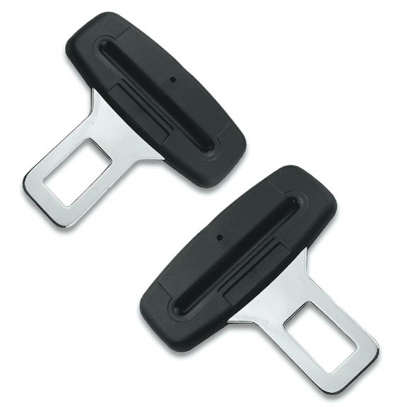 2 Pack Seat Belt Buckle Insert, Universal Car Seatbelt Tongue Replacement Part, Black Plastic & Metal Safety Belt Latch Plate