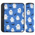 thumbnail image 1 of 2-Pack Seat Belt Covers with Flannel Seatbelt Shoulder Strap Case Adjustable Straps Soft Padding for Car Blue Background with Ghost Pattern Medium, 1 of 8