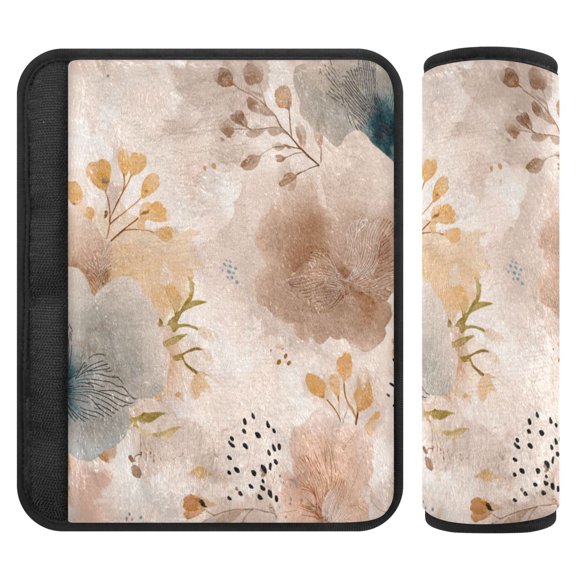2-Pack Seat Belt Covers with Flannel Seatbelt Shoulder Strap Case Adjustable Straps Soft Padding for Car Hazy Ethereal Flowers Medium