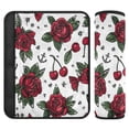 thumbnail image 1 of 2-Pack Seat Belt Covers with Flannel Seatbelt Shoulder Strap Case Adjustable Straps Soft Padding for Car Red Roses and Cherries Medium, 1 of 8