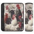 thumbnail image 1 of 2-Pack Seat Belt Covers with Flannel Seatbelt Shoulder Strap Case Adjustable Straps Soft Padding for Car Vintage Black and White Chickens Small, 1 of 8