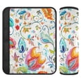 thumbnail image 1 of 2-Pack Seat Belt Covers with Flannel Seatbelt Shoulder Strap Case Adjustable Straps Soft Padding for Car Watercolor Colorful Floral Small, 1 of 8