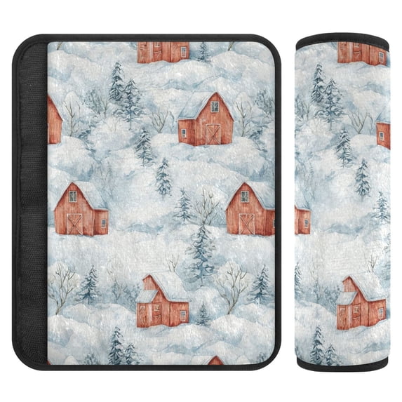 2-Pack Seat Belt Covers with Flannel Seatbelt Shoulder Strap Case Adjustable Straps Soft Padding for Car Watercolor Red Bar Pattern Small