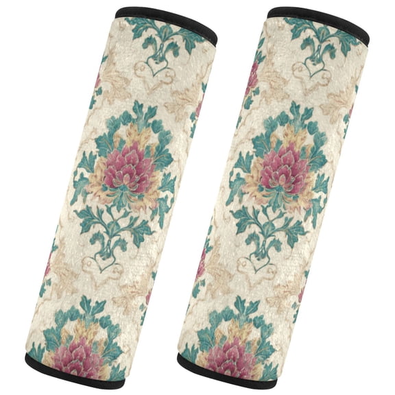 2 Pack Seat Belt Pad，6.5 x 6.5 in Soft Comfort Seatbelt Shoulder Strap Cover, Palace Walls and Red Flowers Non-Slip Car Seat Belt Cushion for Auto Sedan Van