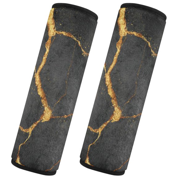 2 Pack Seat Belt Pad,6.5 x 6.5 in Soft Comfort Seatbelt Shoulder Strap Cover, Golden Cracks Non-Slip Car Seat Belt Cushion for Auto Sedan Van