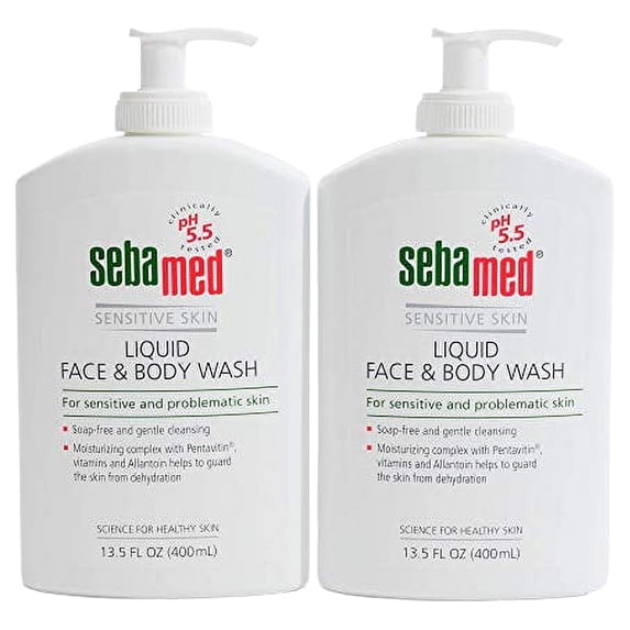2 Pack Sebamed Liquid Face & Body Wash Mild and Gentle Hydrating Cleanser for Sensitive Skin 13.50 oz