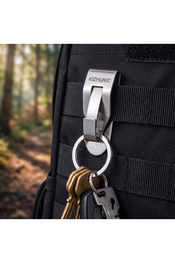 2 Pack - Secure Belt Clip Key Holder with Metal Hook Keychain Ring - Key Chain Keeper for Keys or Small Tools