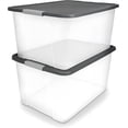 thumbnail image 1 of 2-Pack Secure Latch, Clear Plastic Storage Organizer Bins, 64 Quart, Gray Lid - Heavy-Duty Container Boxes with Lids for Home, Office, and Garage, 1 of 9