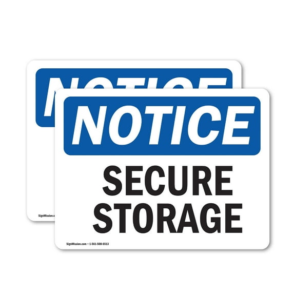 (2 Pack) Secure Storage OSHA Notice Sign 7 Inch X 5 Inch Vinyl Label Decal Sticker Weather Resistant, UV Protected for Workplace, Business, and Construction Site, Made in the USA